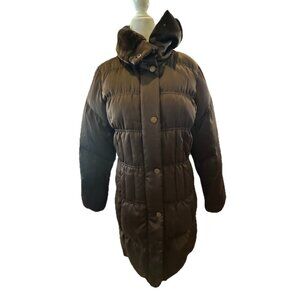 Larry Levine Women's Jacket Small Chocolate Brown Duck Down Puffer Full Zip